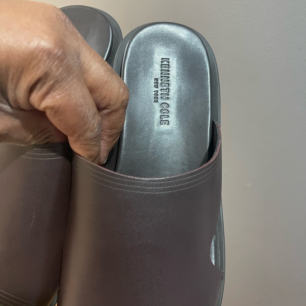 Kenneth Cole Sand-y Beach/Quick Sand Lsrd Slide Sandals Drk Brwn Sz 11 - Picture 6 of 16